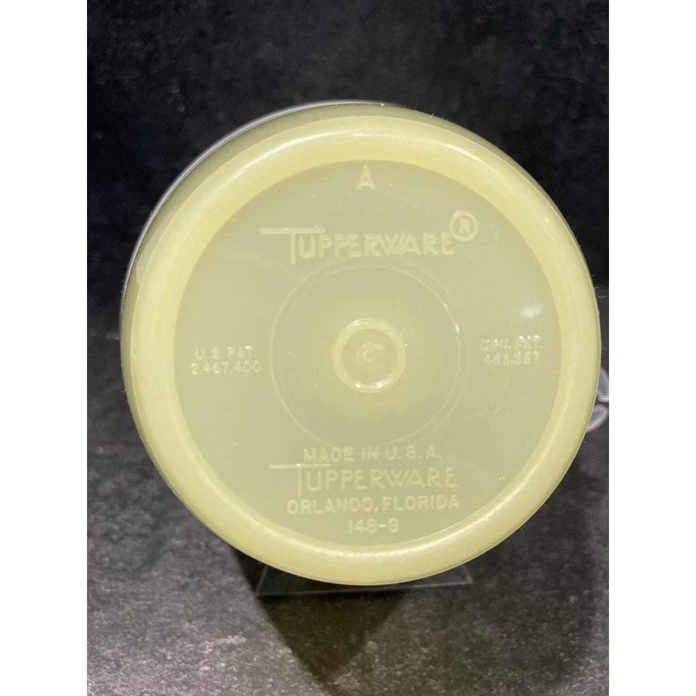 Vtg 60s Tupperware #148‎ Yellow Blue Sheer Refrigerator Container w #215 Lid
